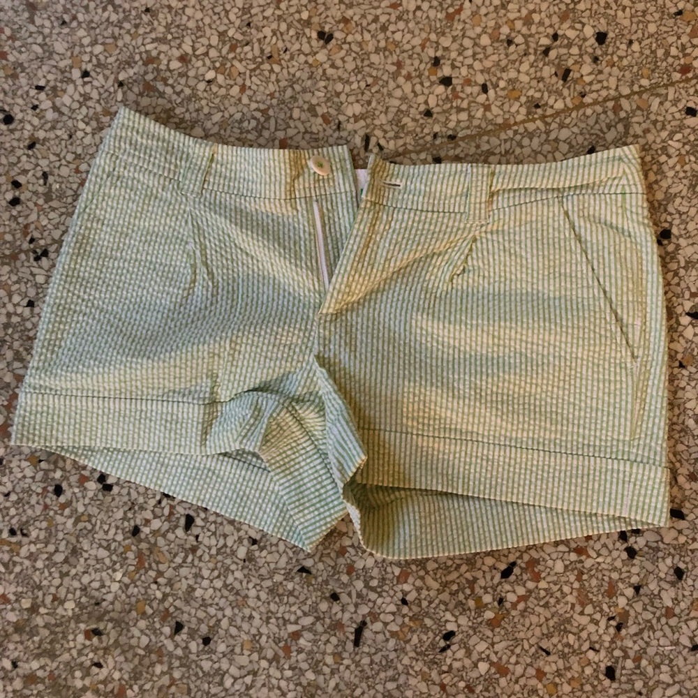 Green Seersucker Shorts